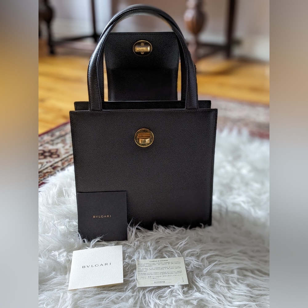 BVLGARI Black/Brown 100% Leather Shoulder Bag - Picture 2 of 16